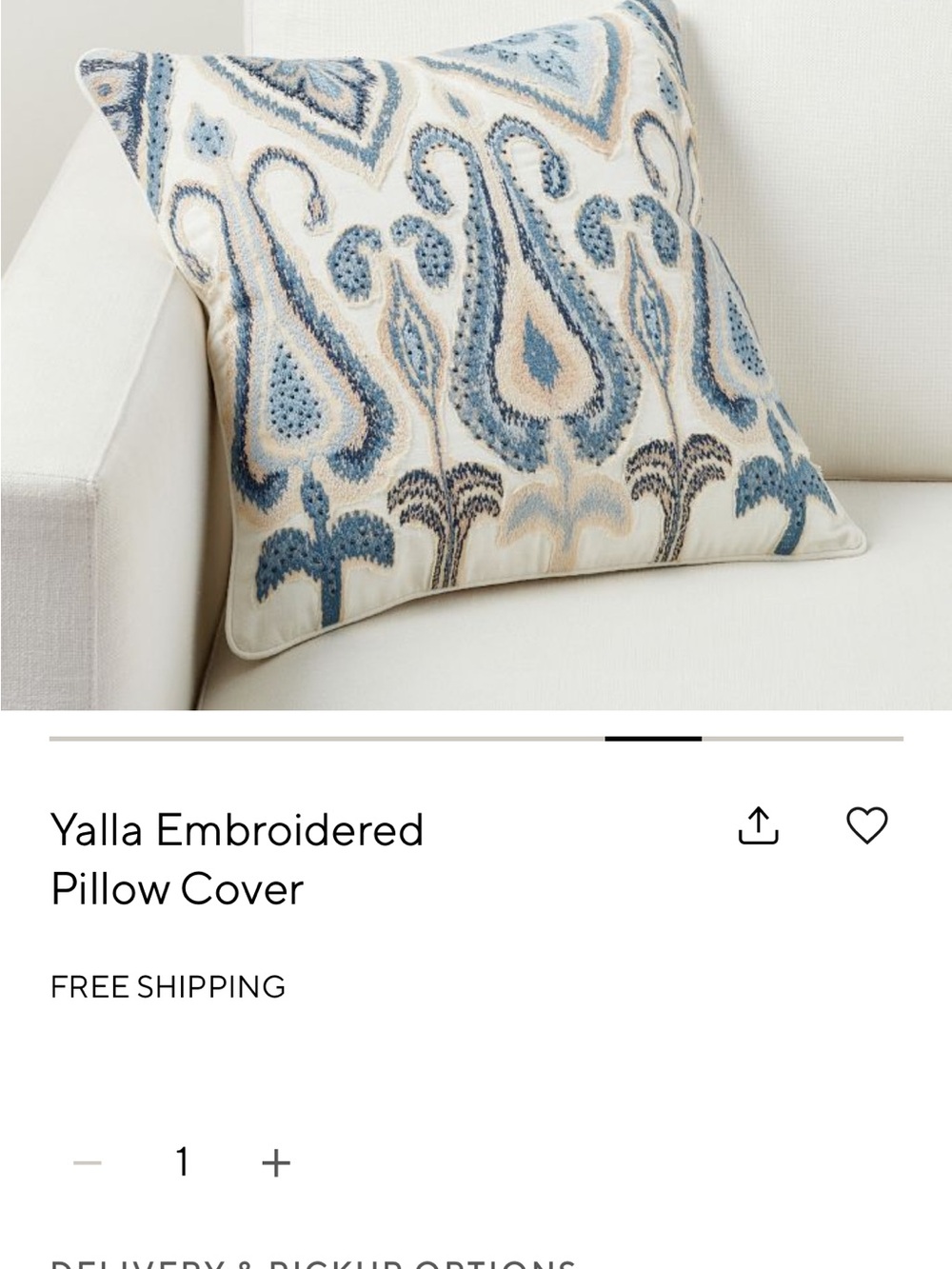 Pottery Barn Yalla Embroidered Pillow Cover